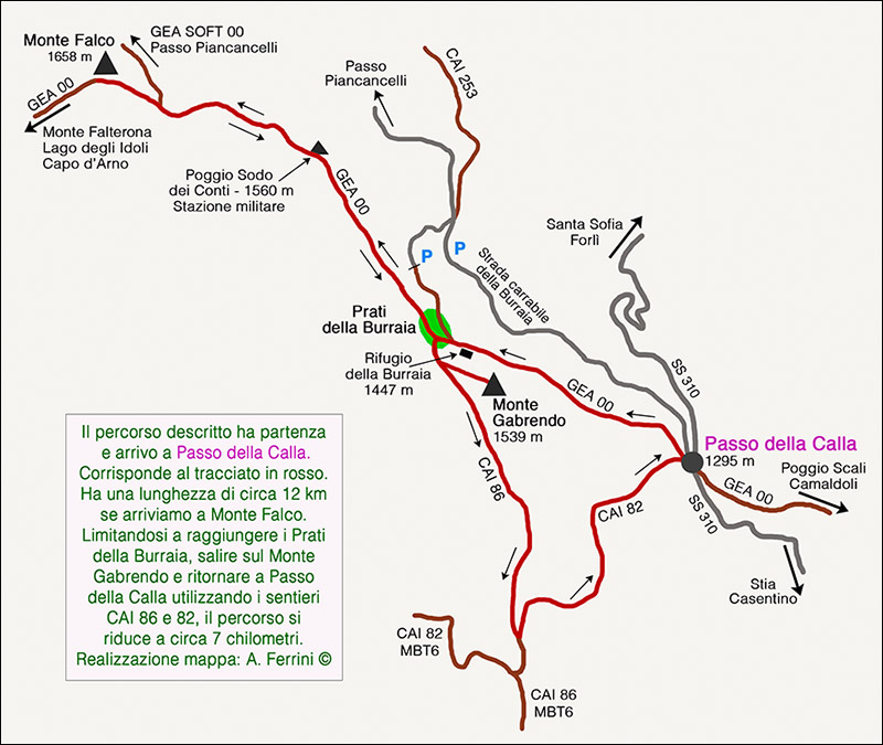 Mappa Passo della Calla Monte Falco