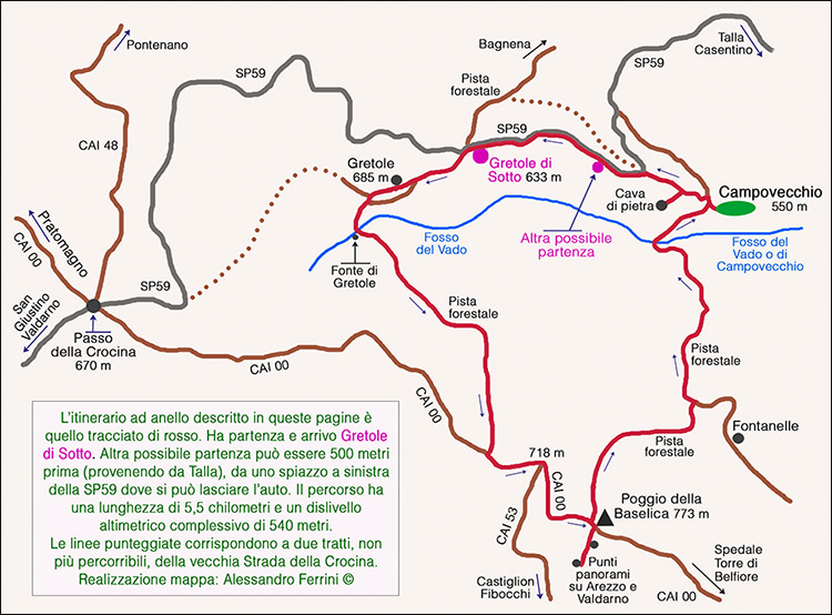 Mappa itinerario Campovecchio