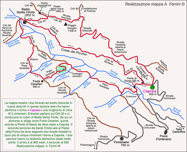 Mappa itinerario Capraia Santa Trinita