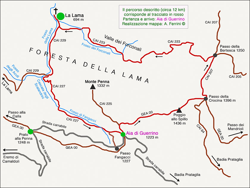 Mappa itinerario La Lama