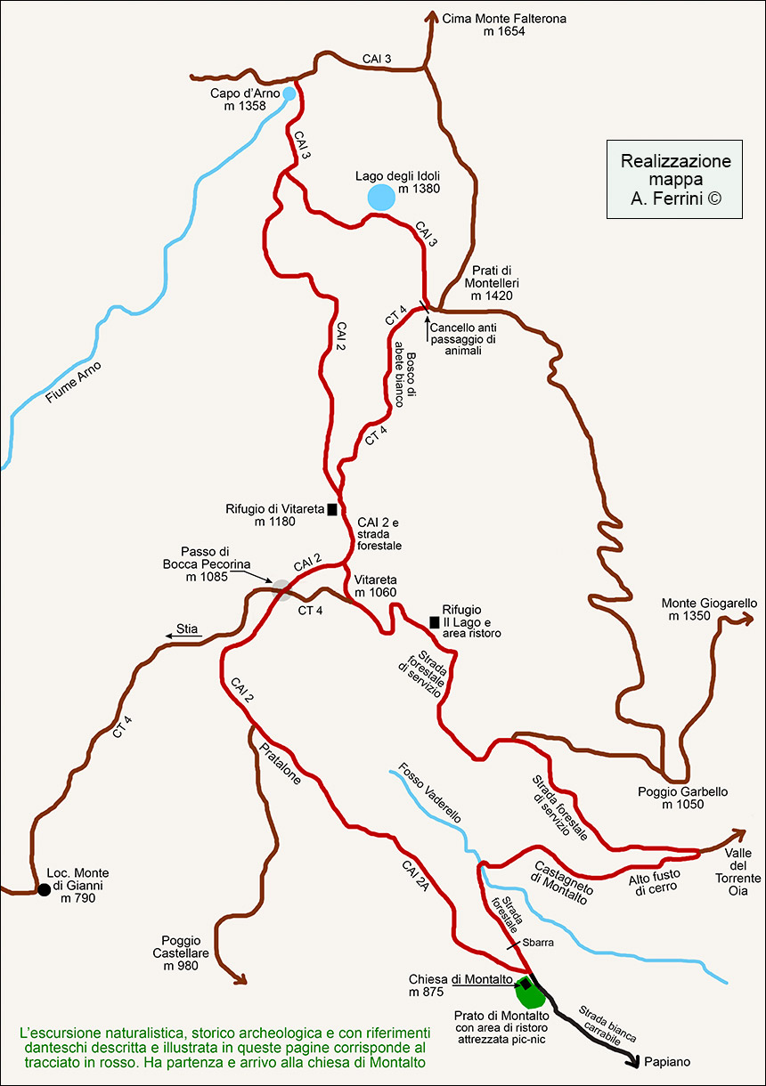 Mappa Lago Idoli e Capo d'Arno
