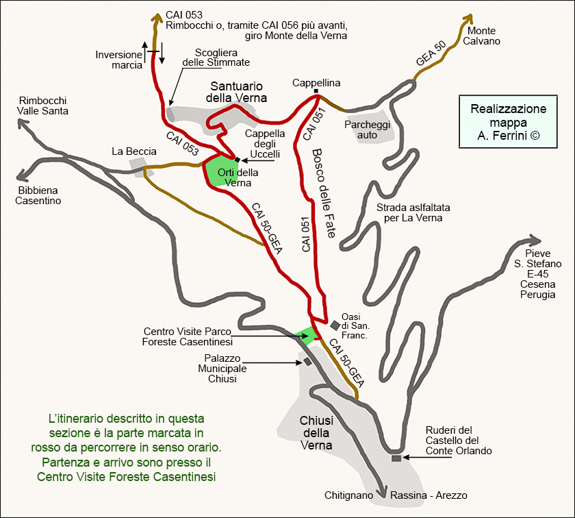 Mappa passeggiate alla Verna

