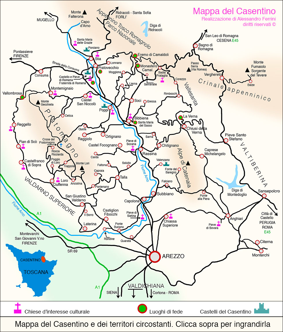 Mappa del Casentino