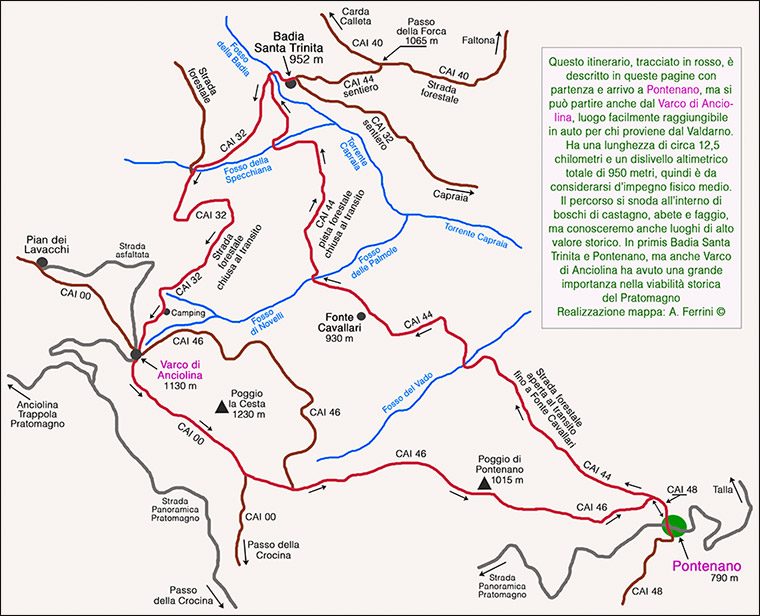 Mappa itinerario Pontenano Santa Trinita