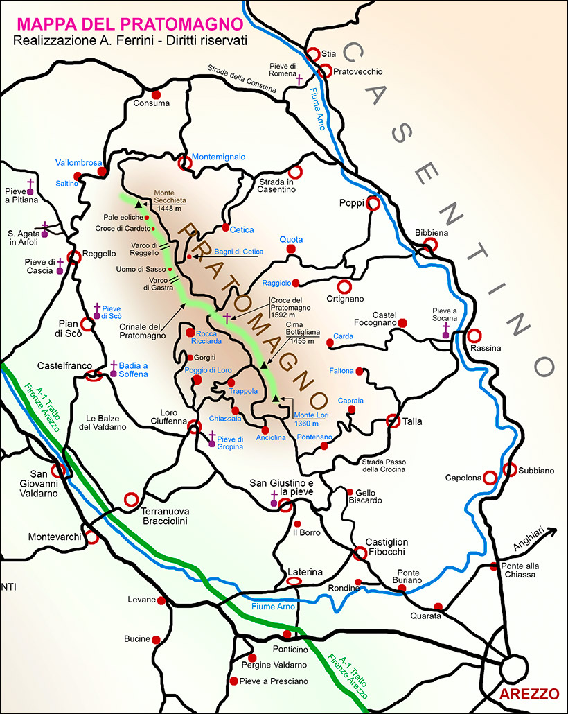 Mappa del Pratomagno