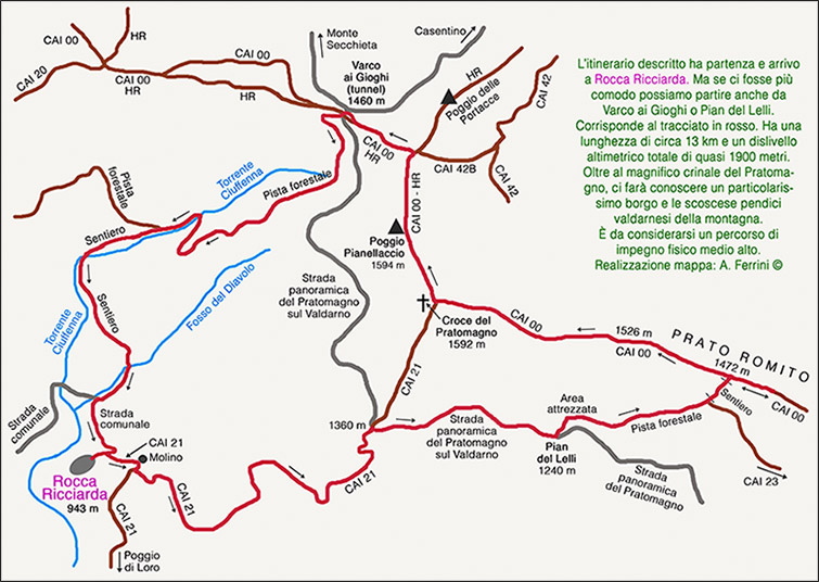 Mappa Rocca Ricciarda Pratomagno