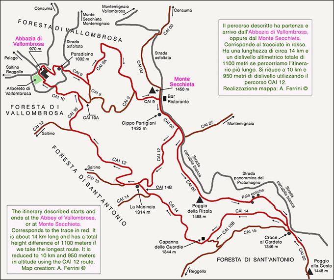 Mappa trekking Vallombrosa